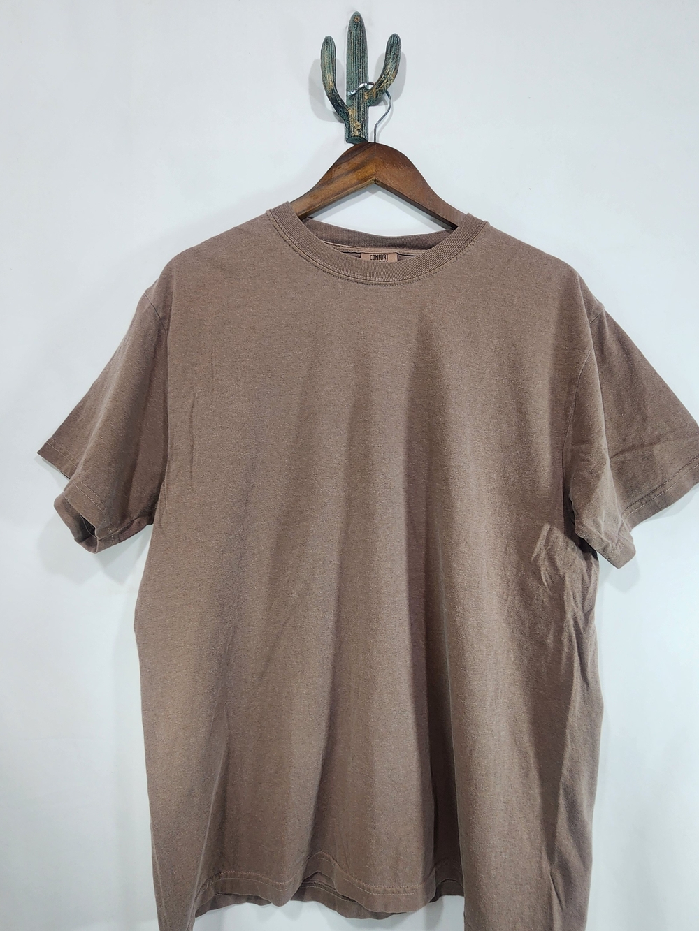 COMFRT Unisex  T-Shirt Brown Tan Relaxed Fit Short Sleeve L